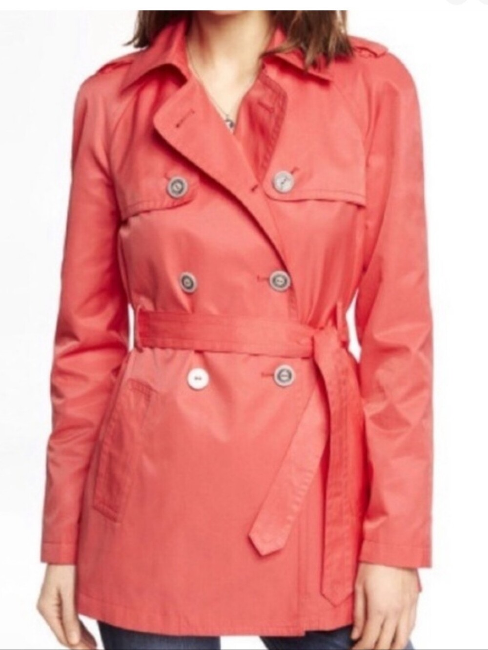 Express Pink Coral Belted Trench Coat